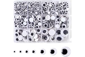 TEAMIOULING 784pcs Googly Eyes Self Adhesive,Sticky Wiggle Googly Eyes, 5mm 6mm 8mm 10mm 12mm 15mm 20mm Large and Small Googly Eyes for Crafts