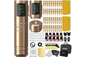 Ambition C1 Zestaw do Tatuażu – Bezprzewodowa Maszynka z 7 Regulowanymi Skokami, Podwójną Baterią 1900mAh, 40 Kartridżami Glory – Dla Początkujących