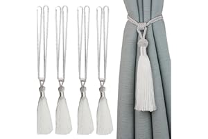 JGHCSZ Vorhang Raffhalter Vorhang Seilquasten mit Fransen und Quaste handgefertigt für Haus Dekoration 4 Stück (White, 4)