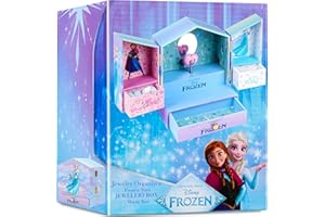 Get Trend Disney Frozen Carillon Portagioie Bambina Accessori Cameretta Caricare Carrillon con Specchio e Cassetti Portaoggetti Regali per Lei (Lilla Frozen)