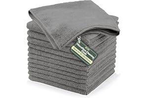 Zuvo Microfibre Cloth Pack of 12 (32x32 cm) - Ultra-soft, Highly Absorbent, Lint-free Cleaning Rags Reusable Large Cloths For Home, Office, Car Care, And Glass In Grey