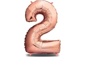 envami® Palloncini Compleanno 2 Anni Oro Rosa 101 CM - Palloncino Numero 2 - Numeri Gonfiabili Compleanno - Decorazioni Compleanno - Palloncino 2 Anni Compleanno - Vola con l'Elio