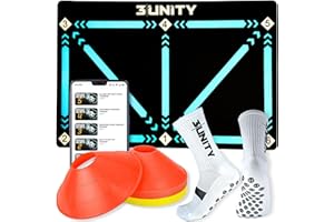3UNITY 3|UNITY Fußball Trainingsset Mit Fussball matte 60x90 Cm, 8 Hütchen Fussball Und Rutschfesten Fussballsocken (grip Socks - football socks) Fussballmatte Training Kinder - kickmatte - fußballmatte