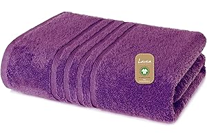 Lavea Bali Serviette éponge 1 pièce - 50 x 100 cm 100% Coton Bio certifié GOTS Ultra Doux, Absorbant et à séchage Rapide - Violet