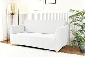 HOMEBLISS Housse Canape 3 Places avec Accoudoirs, Housse Canape Extensible, Universel, Protege Canapes 3 Places (170-220cm) Blanc