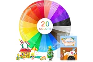 WEVOL Filamento PCL 1.75mm, Ricariche Penna 3D Colorate 5M Ciascuno 20 Colori con Penne 3D Modelli, Ricarica Penna 3D PCL per Bambini e Adulti, Filamento Accessorio Penna per Penna 3D e Stampante 3D