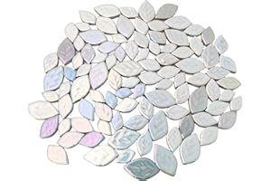 BTMIEY Azulejos de mosaico de cerámica de hojas iridiscentes aleatorias de 500 g, para hacer mosaicos de cerámica creativos de 3 tamaños para manualidades, macetas, jarrones, tazas, decoración de jardín,
