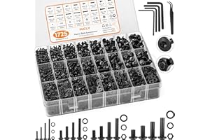 INCLY 1725PCS Machine Screw Assortment Kit, M2 M3 M4 M5 Metric Bolts and Nuts Kit with Lock and Flat Washers, Hex Socket Button Head Grade 12.9 Alloy Steel Cap Screw Set with Allen Wrench
