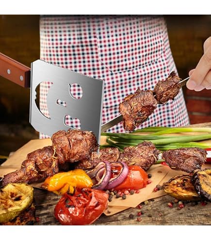 Cestello Porta Salsicce Per Barbecue In Metallo, 55x12x3 Cm, Manico In Legno Pieghevole, Per Griglia, 6 Hot Dog - 5