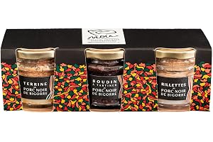 Trio av svart fläskverriner av Bigorre 3 x 90 g - Boudin Rillettes Pate