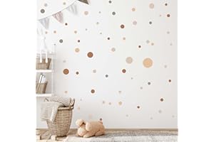 ‎WANDKIND WANDKIND Kreise Set 120 Stück Wandtattoo für Babyzimmer V283 Aufkleber Sticker Kreis Wandaufkleber Kinderzimmer Punkte Dots Klebepunkte in verschiedenen Farben (Beige-Creme)