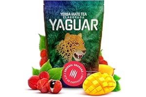 Yaguar Energia Guarana 0,5 kg | Mocno pobudzająca yerba mate z Brazylii | Wspaniały smak | Moc naturalnej kofeiny | Herbata Yerba Mate z guaraną 500 g | Tradycyjne metody produkcji