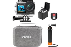 AKASO Brave 4 Pro Caméra Sport Kit de Poignée Flottante - Action Cam 4K30FPS 20MP 40M Caméra sous-Marine Ultra HD Écran Tactile 170 ° Grand Angle Stabilisation Zoom 5X Télécommande et 2 Batteries
