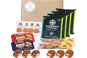 URBAN WELLBEING Coffee Lovers Gift Set Hamper, 4x Fairtrade Certified Ground Coffee Sachets, Italian Cafe Biscuits & Coffee Chocolates.