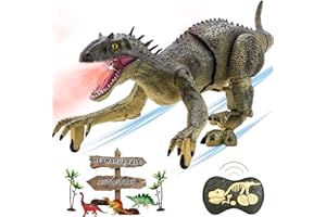 BUBUQE Remote Control Dinosaur Jurassic T Rex Toys for Boys Electronic RC Spray Raptor 2.4Ghz Walking Roaring Tyrannosaurus Rex Realistic 18.1" Rechargeable Birthday Gift for Kids Girls 3 4 5 6 7