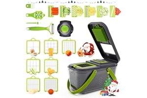 HOUSIWILL 𝟮𝟮 𝗘𝗻 𝟭 Coupe Legumes Multifonctions, Coupe Legumes Manuel, Mandoline Professionnelle Cuisine, Decoupe Legumes à 13 Lames Réglable Pour Trancher, Couper Et Râper Les Légumes【𝟭𝟯 𝗟𝗮𝗺𝗲𝘀】