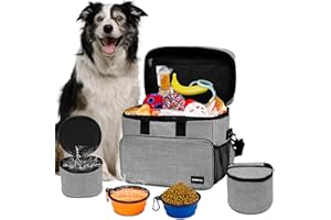 SIRMEDAL Hund Reisetasche Großes Haustier Reiseset für Lieferungen Beinhaltet 2 zusammenklappbare Hundeschalen 2 TravelFood Container Hund Reiseset für EIN Wochenende Weg Set