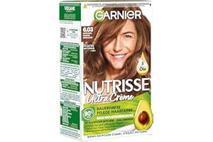 ‎GARNIER Garnier Nutrisse Ultra Creme Dauerhafte Pflege-Haarfarbe 6.03 Natürliches Goldenes Dunkelblond mit bis zu 100 Prozent Grauabdeckung