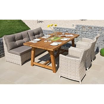 Amazon.de: Teak Sitzgruppe Garten Garnitur Tisch (240x100) und 8 Sessel