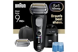 Braun Rasoir Electrique Homme Series 9+ PRO 9660CCPS Noir, Etanche, Lames De Précision Ultra-Fines Et Tondeuse Pro Trimmer Pour Bien Raser La Barbe, Coffret Rasage Avec Station De Nettoyage