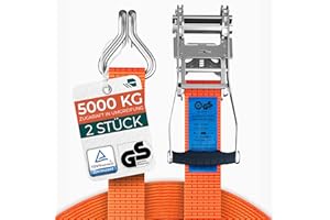‎CARGO VA INTELLIGENT VEHICLE ACCESSORIES Schwerlast 5000kg Ratschengurte 6m - TÜV/GS & DIN Geprüft - Spanngurte mit Ratsche und Haken - QR Label Anleitung - Sicher & Robust [2er Set]