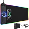 ExtreLife RGB Gaming Mouse Pad with Wireless Charging, 31.5"x11.8" Large Desk Mat, Keyboard Pad with Led Light, 9 Light Modes, Non-Slip Rubber Base, Waterproof Desk Pad for Home Office Decor