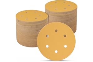 SRUHRAK Sanding Discs 150mm 100 Pcs, 120 Grit 6 inch 6 Holes Hook and Loop Orbital Sander Discs, Sanding Pads for Random Orbital Sander Pads and All Oscillating Tools