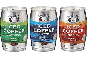 Master Café Iced Coffee Cans 240ml x Pack of 12 - Full-Bodied Arabica & Robusta Coffe Bean Blend, Ready to Drink, Enjoy Cold or Iced Coffee (Pack of 12, Mixed Pack 1)