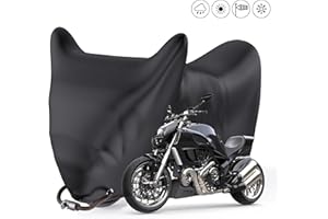 Senders Motorradabdeckung Motorrad Abdeckplane Outdoor Winterfest Wasserdicht 190T Motorradgarage mit Schlosslöchern Staubdichte Abdeckung für Harley Davidson Honda Suzuki 245 x 105 x 125 cm