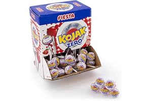 FIESTA Kojak - Bonbons au bâton - Sans sucre - Saveur cerise - 50 unités