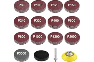 Labmilon Papier a Poncer Rond, Disque Poncage Perceuse, Disque Abrasif, Ponçage Carrosserie Voiture, Disques Abrasifs (10X P80/100/120/150/240/320/400/600/800/1000/1200/2000/3000, Sans Trous)