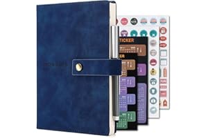 HOLDERZWU Agenda académica 2024-2025 tamaño A5, día por página, de julio de 2024 a junio de 2025, organizador de tapa dura con bolígrafo, marcador, pestañas mensuales, pegatinas y bolsillo interior,