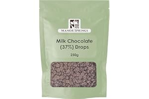 Milk 37% Chocolate Drops 250g by Manor Springs for Baking, Desserts, Cookies, Cakes, Muffins, Cupcakes & Decorating
