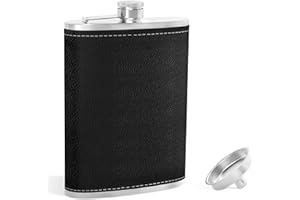 WYEWYE Flacone per Liquori da 8 Once con Imbuto per Liquori, Flacone Tascabile in Acciaio Inossidabile, Ideale per Whiskey, Rum, Vodka, Adatto per Escursioni e Feste (Nero)