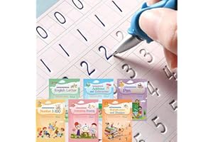 LEARNINGFUN Magical Handwriting Workbooks Handwriting Practice Magic Copybook, Handwriting Aid Magic Pen Reusable Copybook Grooves Template Design for Children (6)