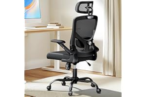 Marsail Ergonomic Mesh Office Chair High Back Desk Chair Adjustable Lumbar Support with Headrest Flip-Up Liftable Arms Swivel Computer Task Chair
