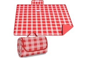 Couverture Pique Nique Impermeable XXL,200x200cm Grand Tapis Pique Nique avec Poignée,Tapis de Plage Portable, Imperméable couverture pique niques,Adaptée Plage Barbecue Parc,Camping Voyage(Rouges)