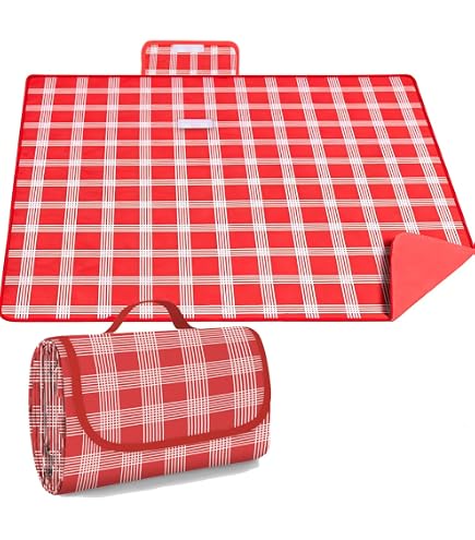 Straame Couverture de pique-nique imperméable – Grande couverture d'extérieur pliable 200 x 140 cm avec poignée de transport – Idéale pour le camping, la plage, le jardin et les festivals – Motif