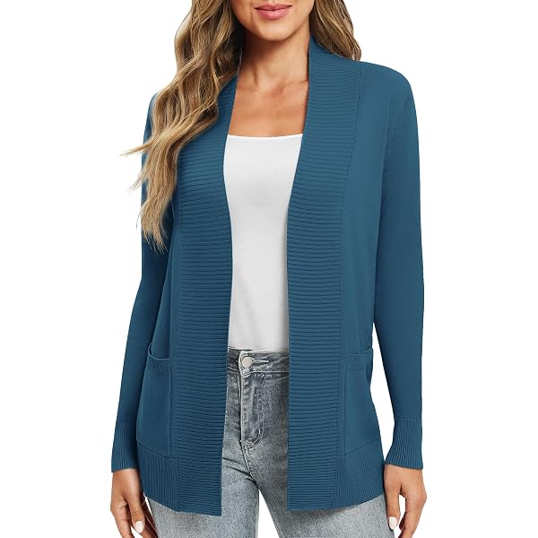 Uusollecy Cardigan à Manches Longues Pour Femme - Cardigan Ouvert Décontracté Avec Boutons - Automne Hiver
