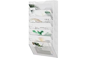 JEBELE 8 Compartimenti Organizzatore Documenti Portadocumenti da Parete Portabrochure Contenitori Documenti in Rete Verticale Formato A4 con Etichette Metallo, Bianco