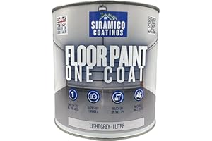 SIRAMICO COATINGS One Coat Anti-Slip Floor Paint | 1 Litres | 5 Modern Colours I Waterbased, Quick Drying Formula | White, Black, Greys (Light Grey, 1 Liter)