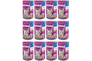 Whiskas Karma dla kotów mokra karma dla dorosłych 1+ z tuńczykiem w galarecie, pyszna mokra karma dla kotów, rybne smaki (12 x 400 g)