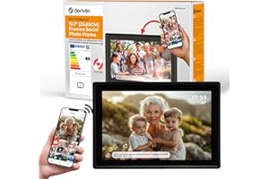 Cornice Digitale 10 Pollici WiFi – Schermo IPS HD 1280x800 – Portafoto Digitale Frameo Denver per Foto e Video – Cornice Elettronica Touchscreen Smart – 16GB Memoria – Slot microSD – Nera