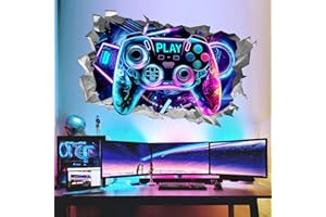 wondever Stickers Muraux 3D Enfant Gamer XXL Autocollants Muraux Mural Stickers Jeu Contrôleur pour Chambre Garçon Salle de Jeux Chambre Enfants