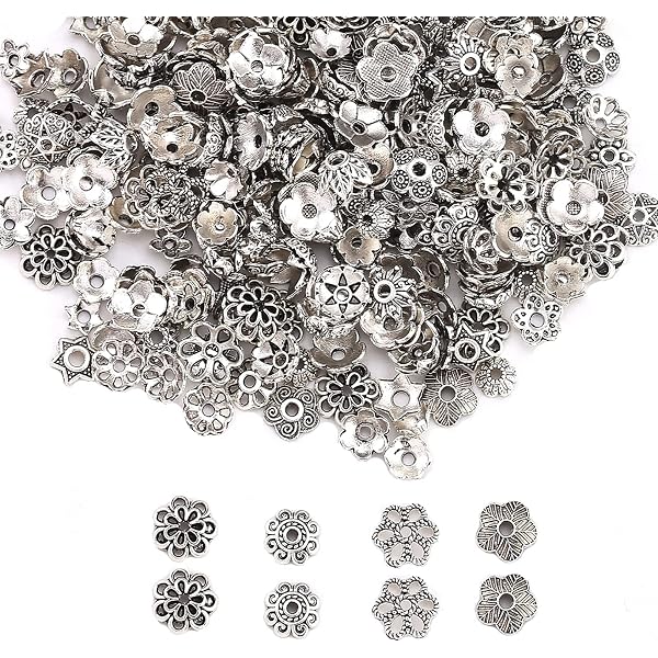 PH PandaHall 30 Perline Tubolari Curve In Metallo, 3 Colori (argento Antico, Oro Antico, Oro Chiaro), 32 Mm, Distanziatori Cavi Stile Tibetano, Foro 4 Mm - 2
