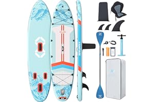 ZLX 350cm Extra Groß Stand Up Paddle Board mit Sitz Große Tragfähigkeit 550LB Inflatable SUP Board für Erwachsene Anfängerfreundlich Stabiles Anti-Rutsch-Deck, Pumpe, SUP Paddle