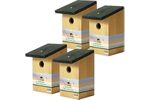 HANDY HOME & GARDEN 4 x Handy Home and Garden Nido di Uccello/Casa per Uccelli in Legno Trattato a Pressione per Uccelli Selvatici e da Giardino - Realizzato Con Legno FSC 100%, Foreste Ecosostenibili Sostenibili