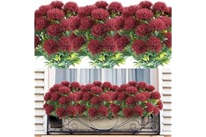 ALAGIRLS 6 piante finte di tarassaco, resistenti ai raggi UV, arbusti falsi cespugli erba, per matrimoni, giardino, veranda, vaso, ufficio, decorazione per la casa, interni ed esterni, rosso scuro