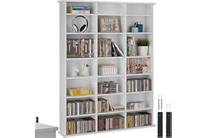 TecTake® Estantería Pared con Efecto Madera, 21 Compartimentos, Estantes Ajustables en Altura y Extraíbles, Estantería Libros y Cds, Elegante Mueble Almacenaje, Superficie Resistente - Blanco Mate