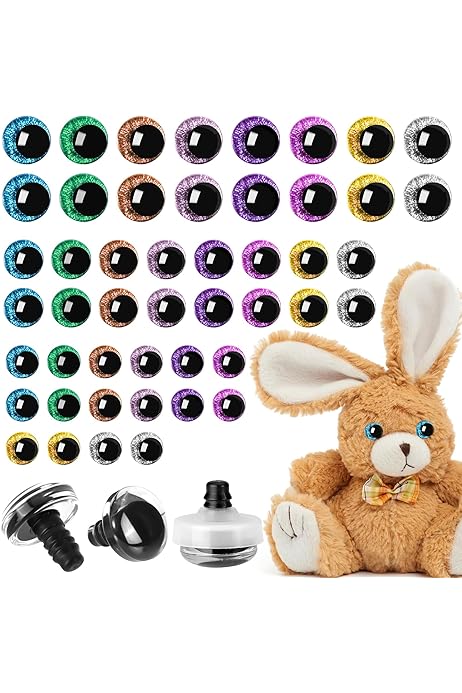 Occhi Di Sicurezza Per Amigurumi - 50 Pezzi 12-20mm, 5 Colori Con Rondelle, Occhi Lucidosi Per Bambole